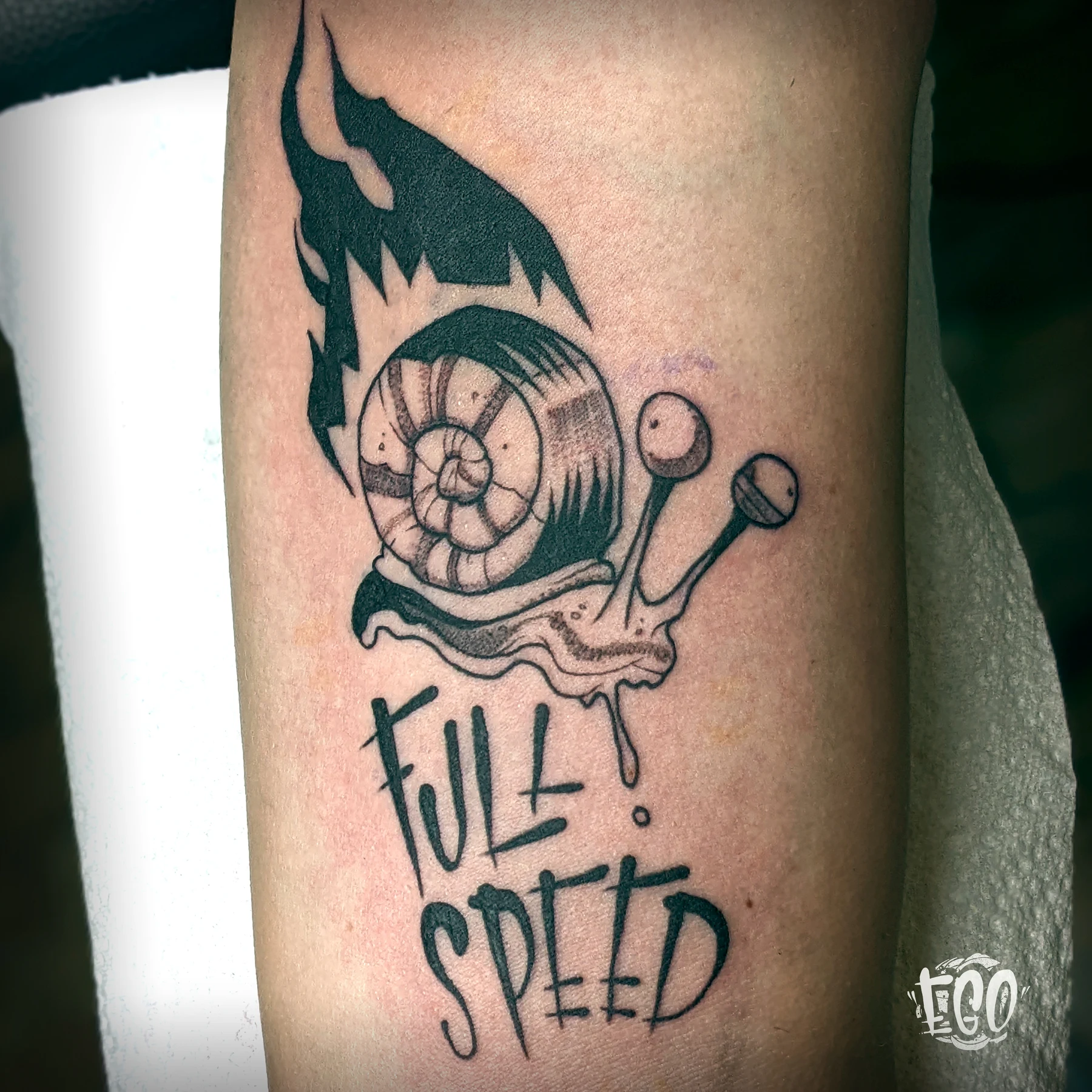 Tatouage illustratif réalisé par Ego, à Toulouse