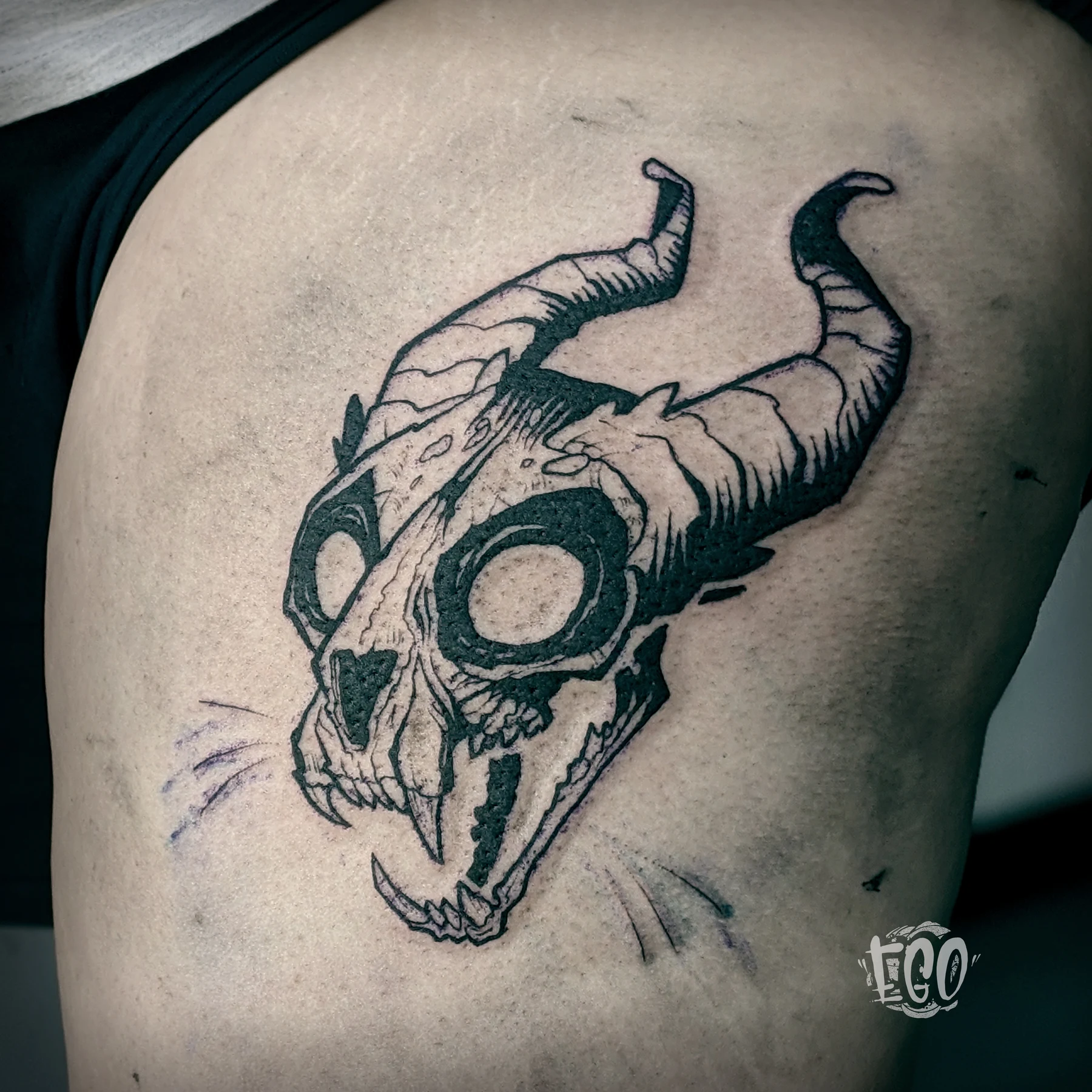 Tatouage illustratif réalisé par Ego, à Toulouse