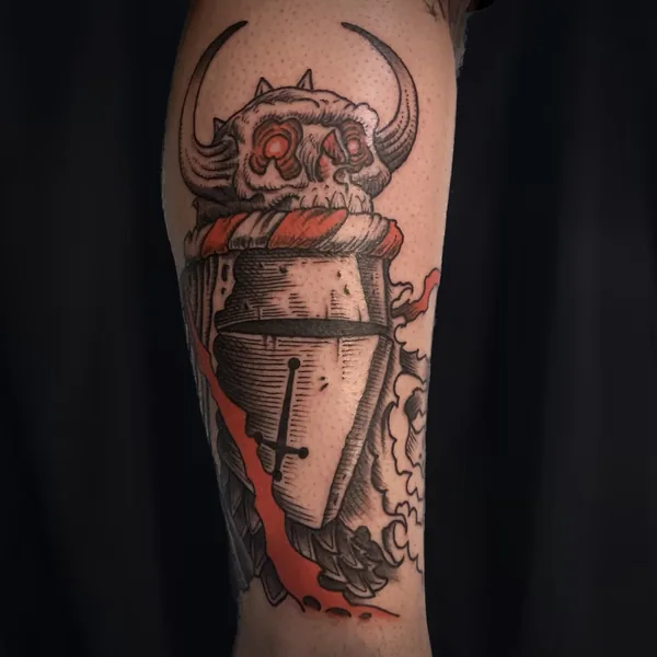 Tatouage gravure, illustratif et trad revisité réalisé par Julien L’Apostat, à Toulouse