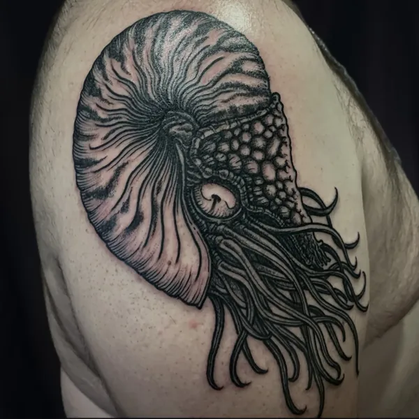 Tatouage gravure, illustratif et trad revisité réalisé par Julien L’Apostat, à Toulouse
