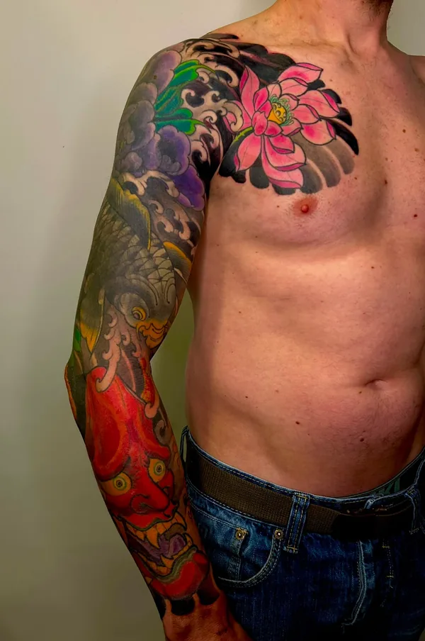 Tatouage japonais réaliste réalisé par Piero, à Toulouse